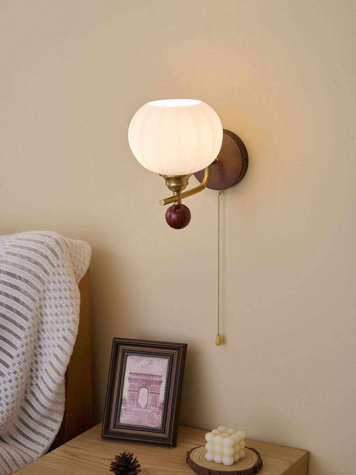 Bobble Aplique de pared Vidrio Madera Premium Nórdico Arte