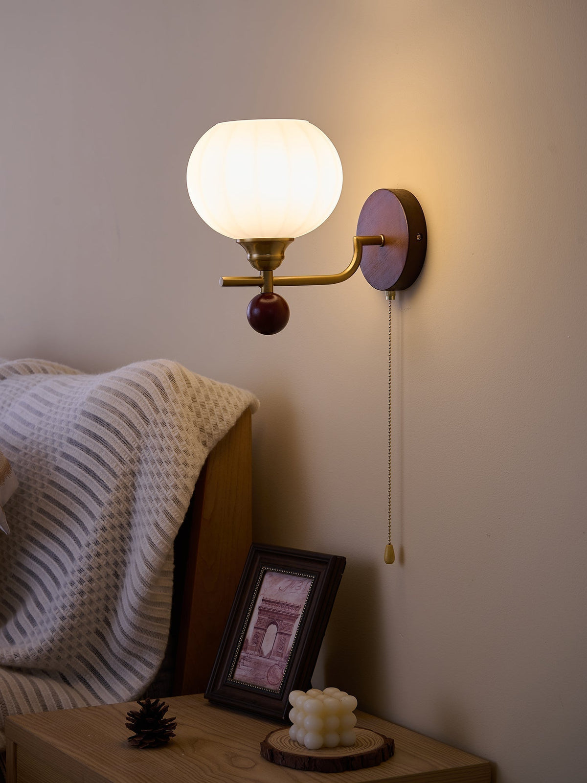 Bobble Aplique de pared Vidrio Madera Premium Nórdico Arte