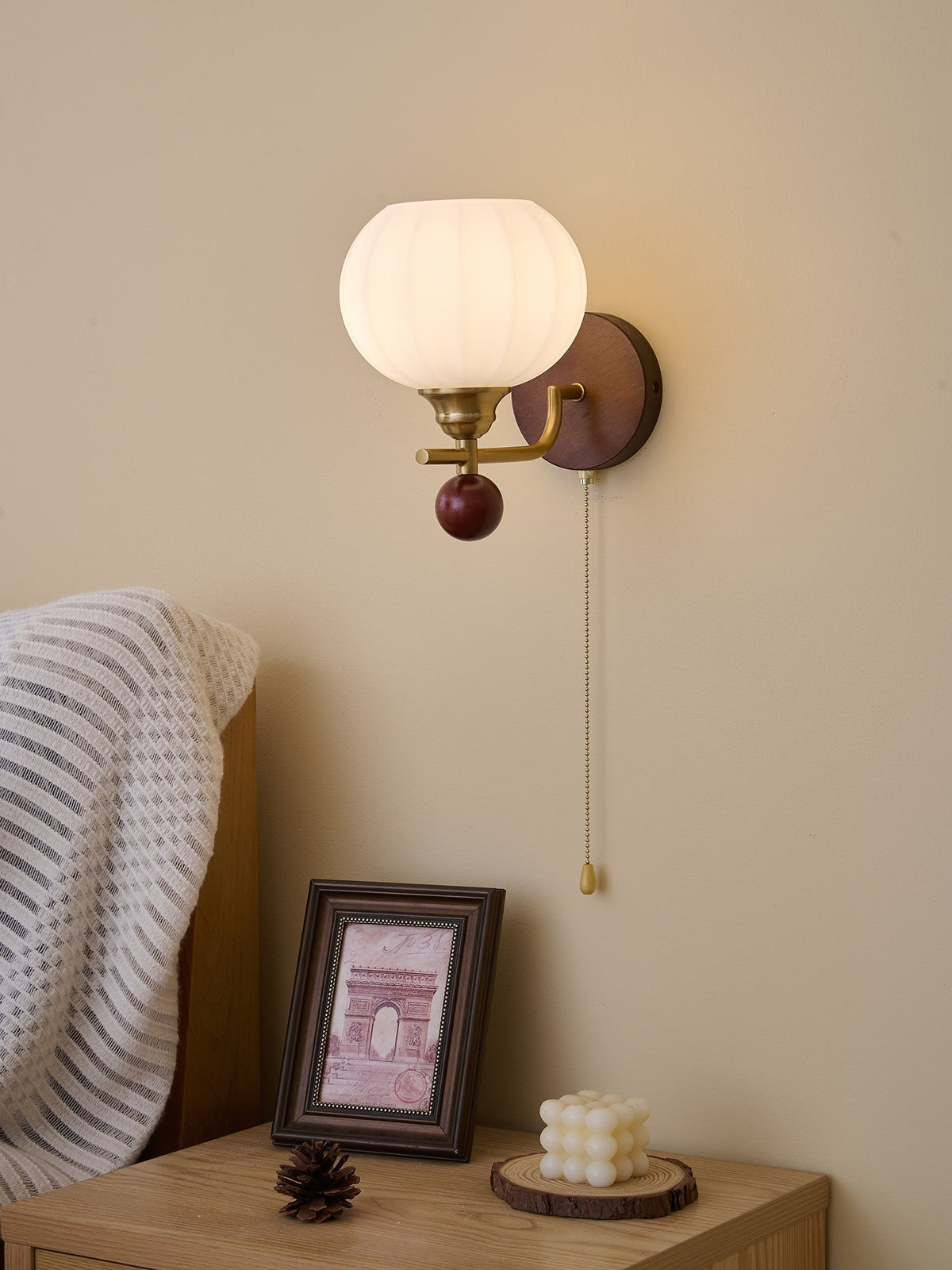Bobble Aplique de pared Vidrio Madera Premium Nórdico Arte