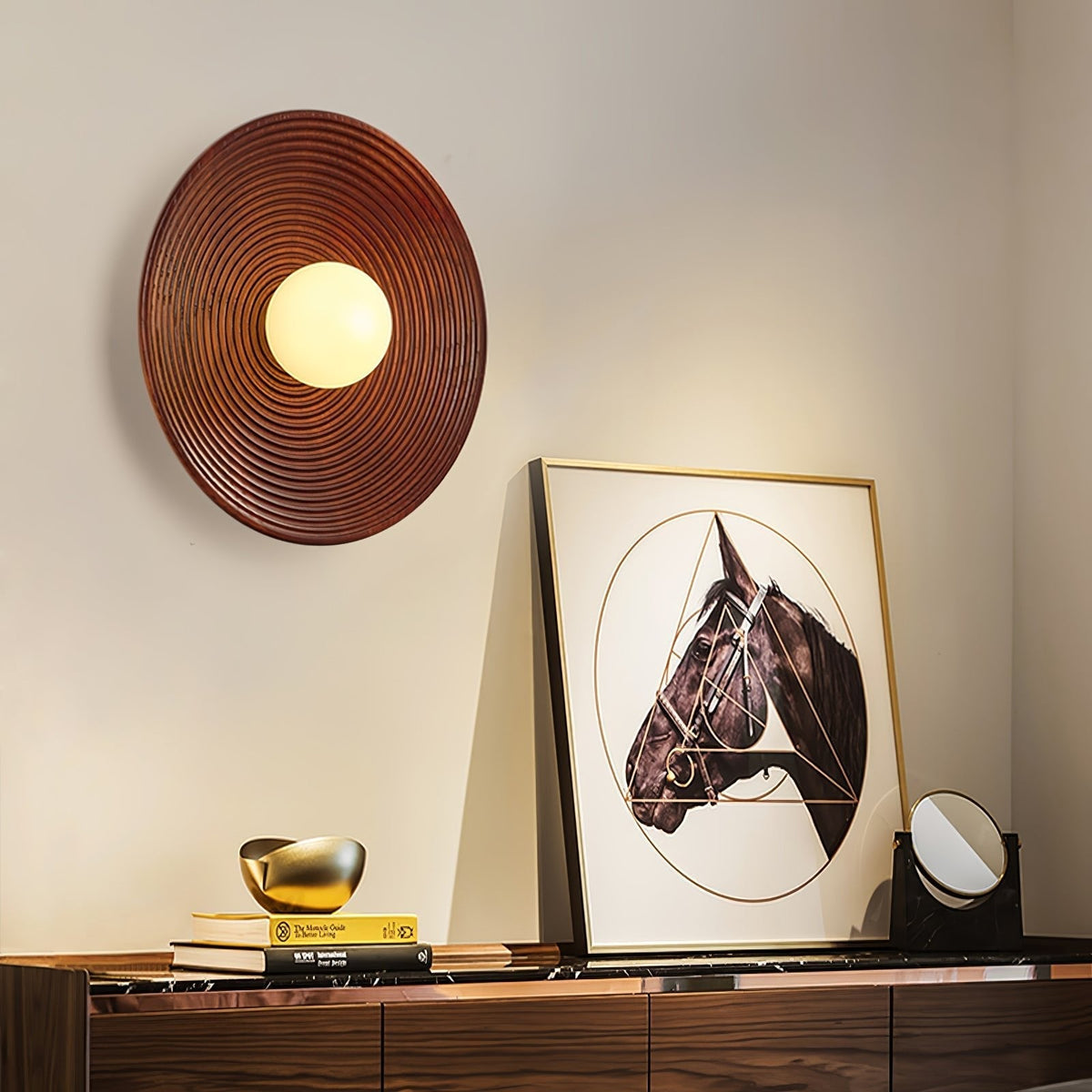 Aldenise aplique de pared de madera estilo nórdico con contorno artístico