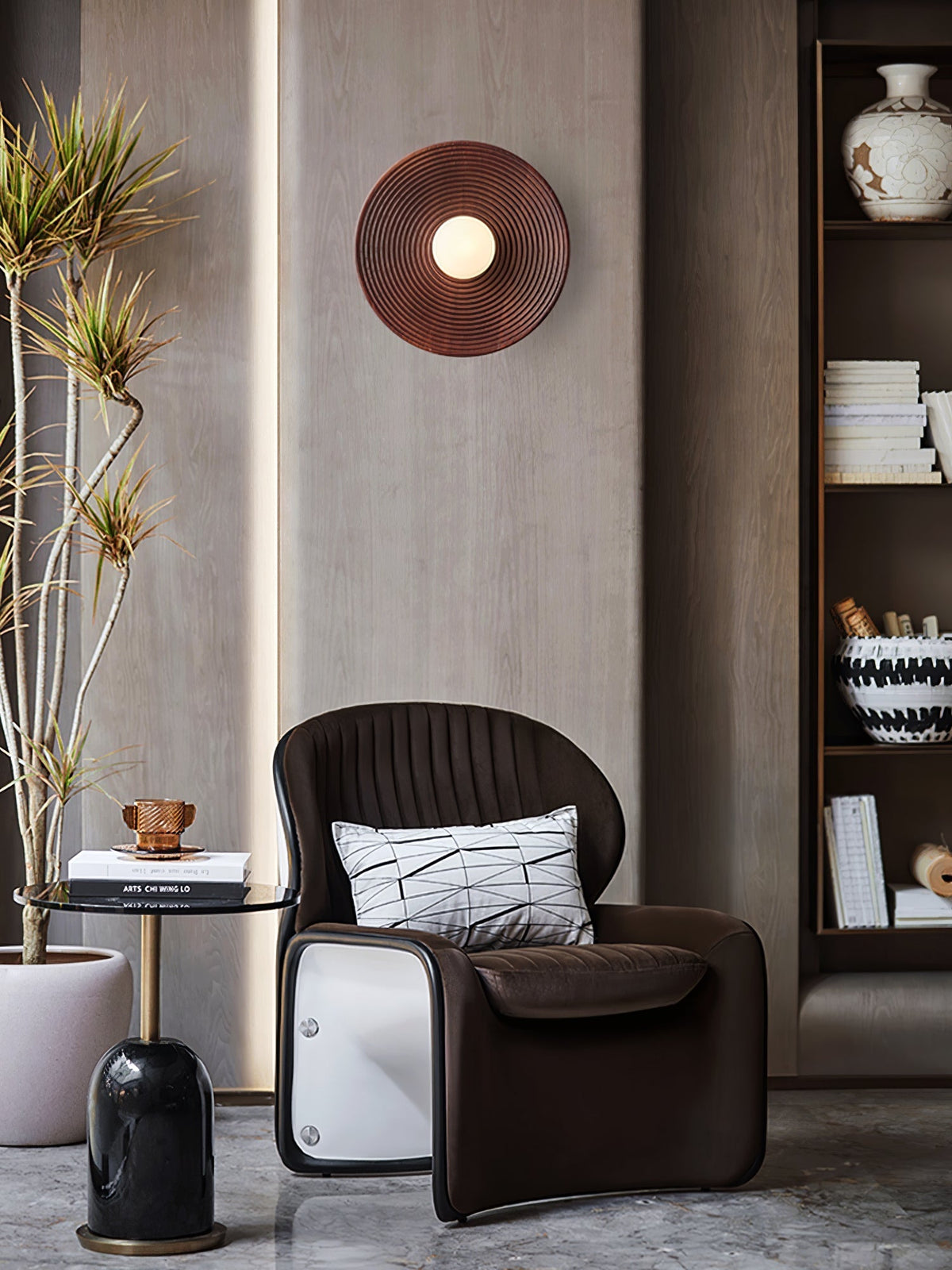 Aldenise aplique de pared de madera estilo nórdico con contorno artístico