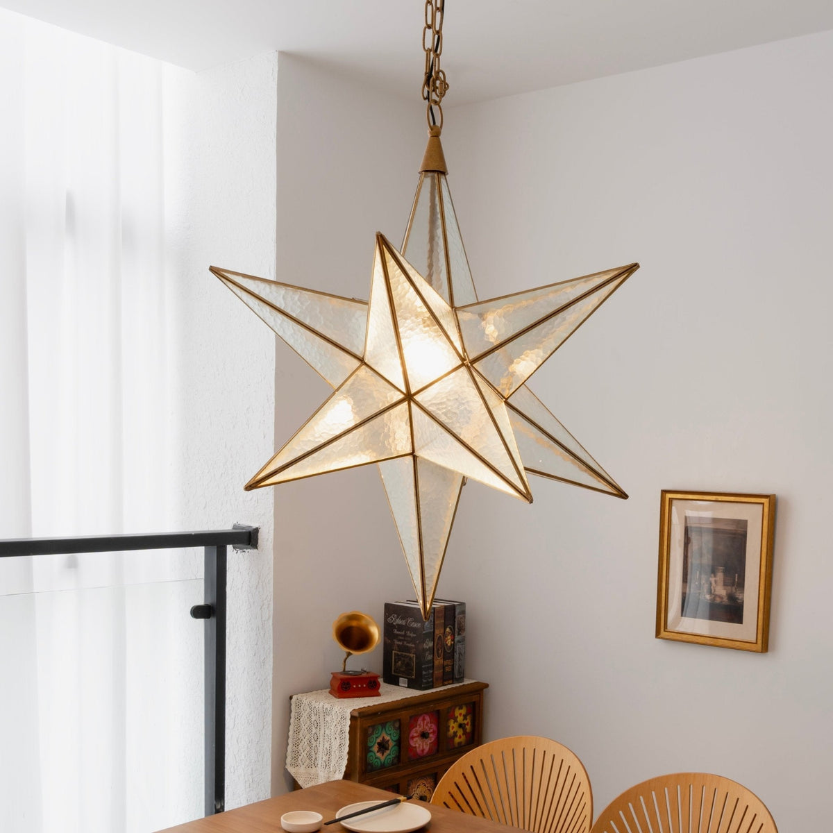 Sotr lámpara de araña elegante de vidrio en forma de estrella