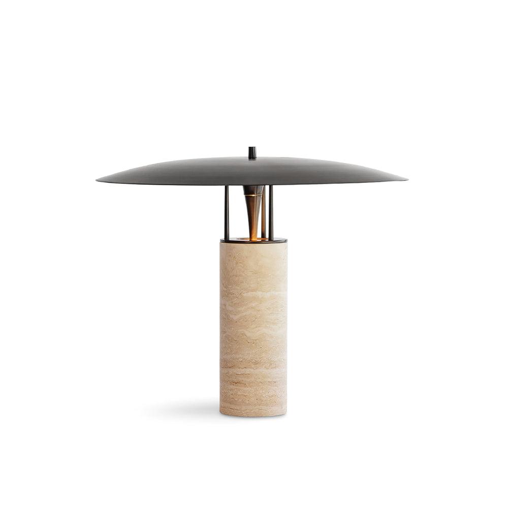 Eara lámpara de mesa Disc-Pillar travertino