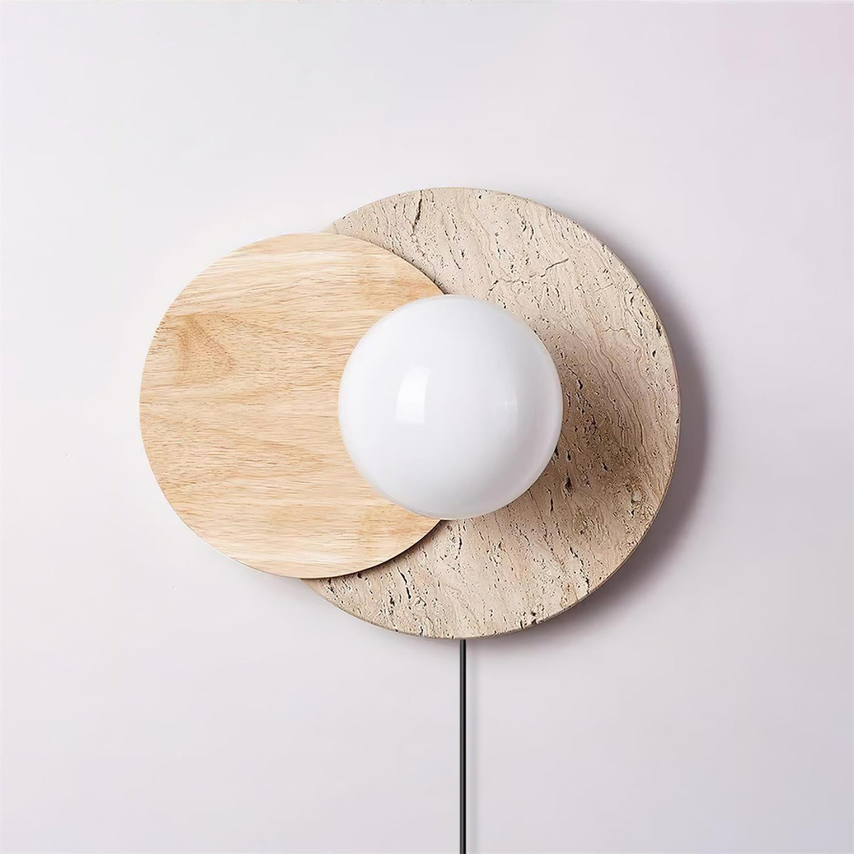 Otale aplique de pared travertino con discos superpuestos enchufable