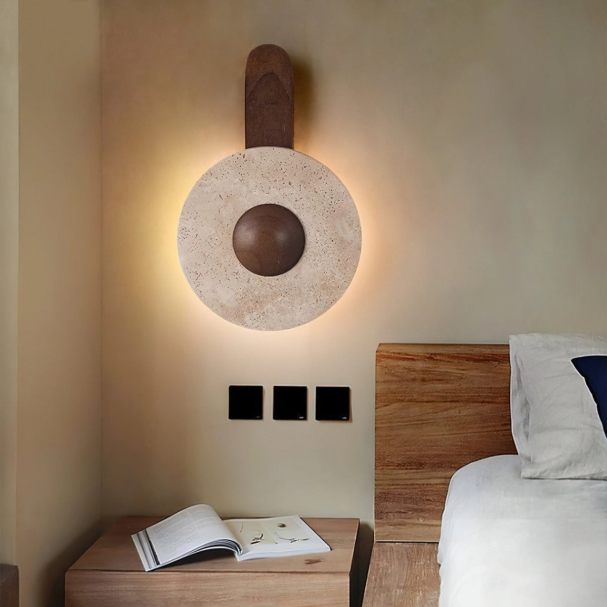 Nymarora aplique de pared circular en travertino