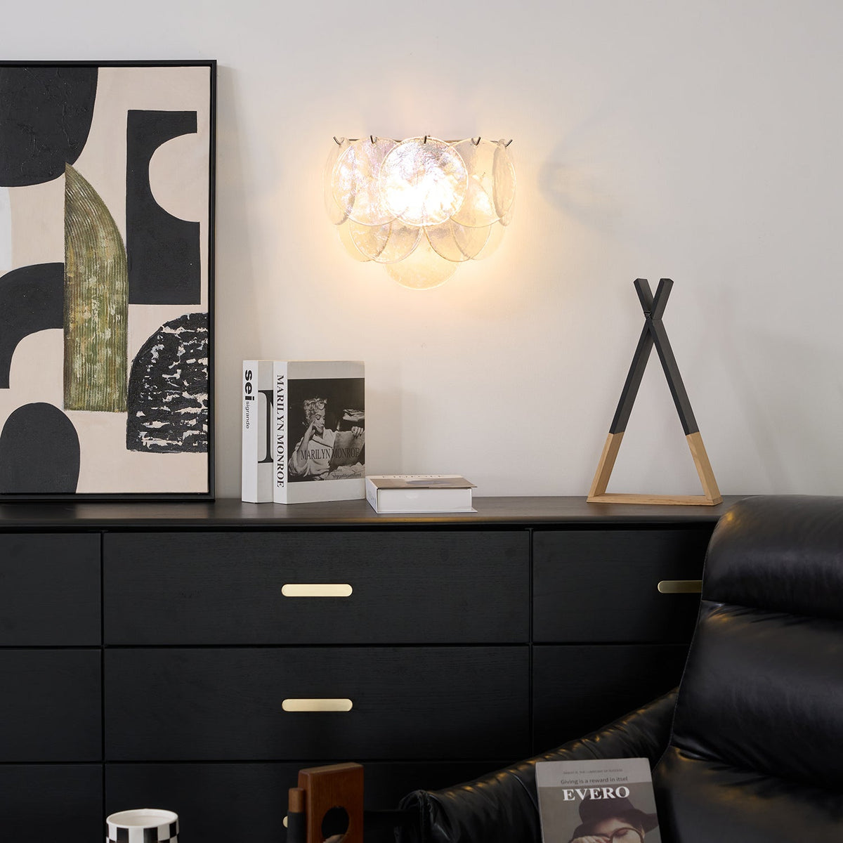 Velenina aplique de pared con discos de vidrio Murano artísticos