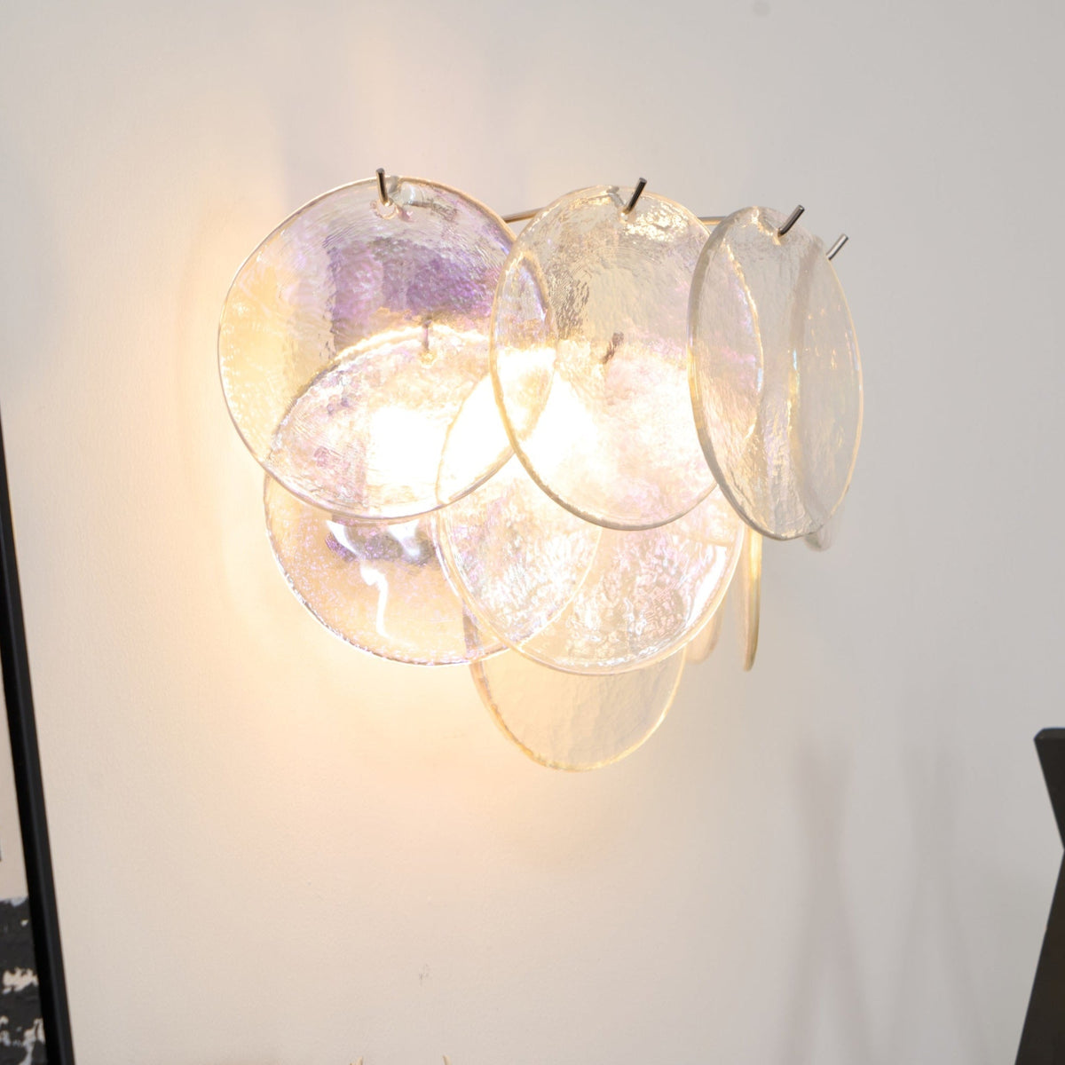 Velenina aplique de pared con discos de vidrio Murano artísticos