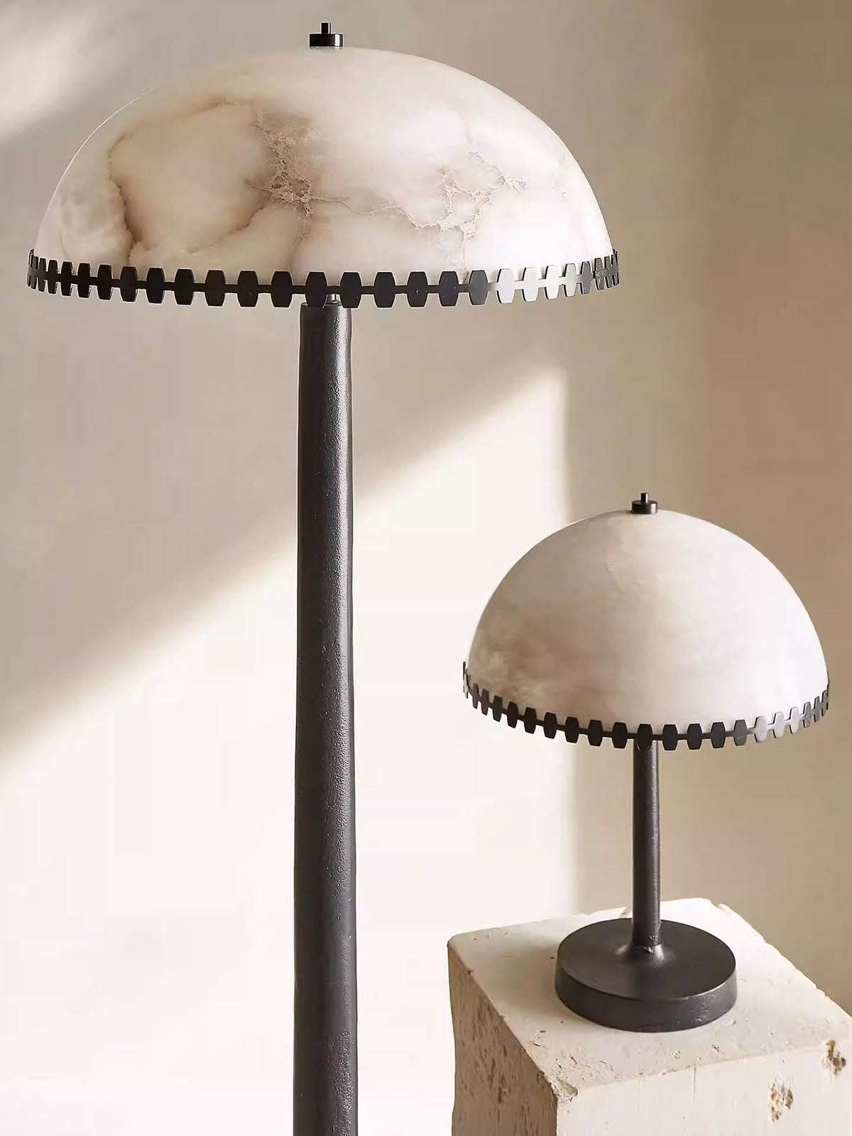 Nuxs lámpara de mesa elegante cúpula alabastro