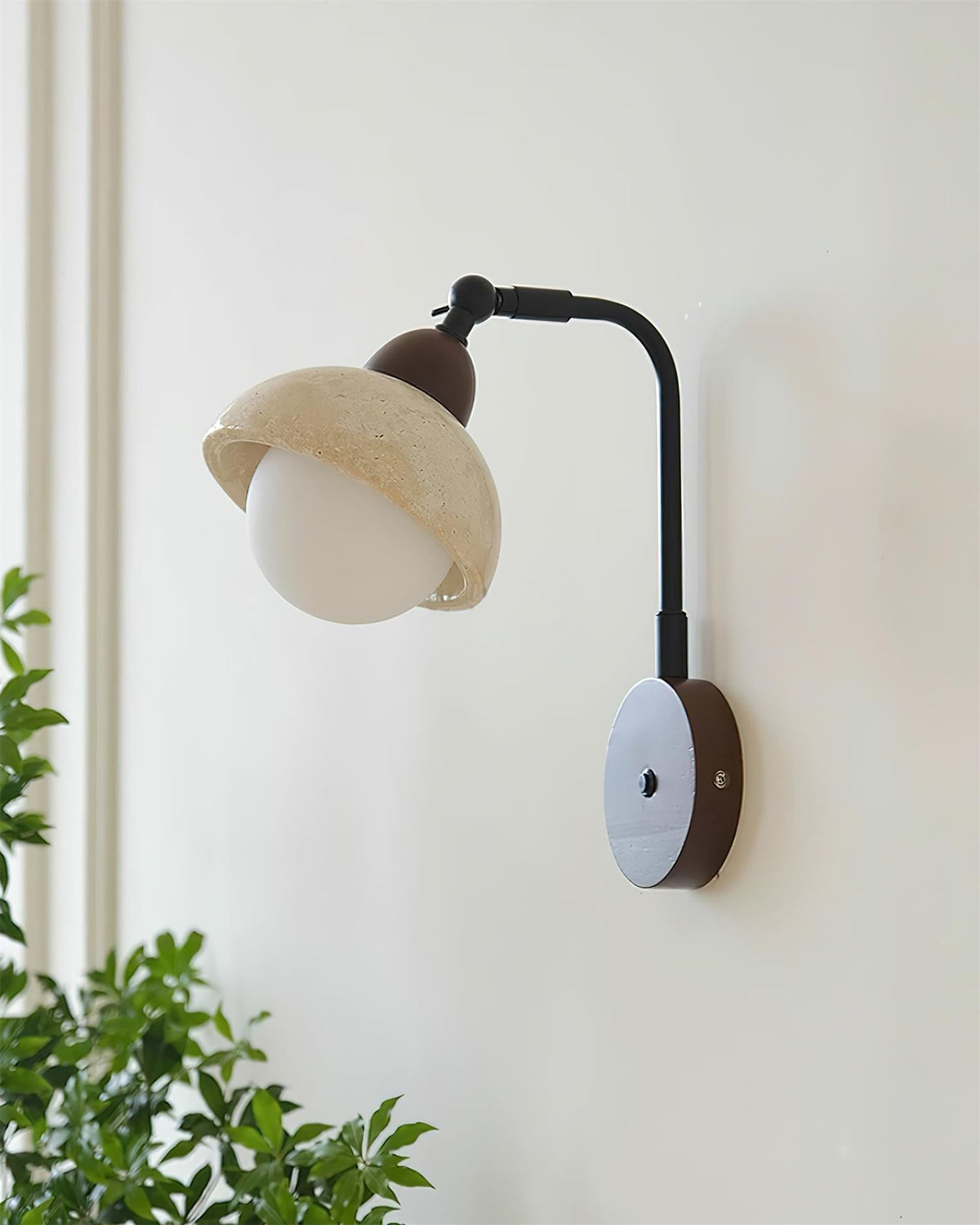 Tavalielle aplique de pared travertino blanco Opalescente Globo