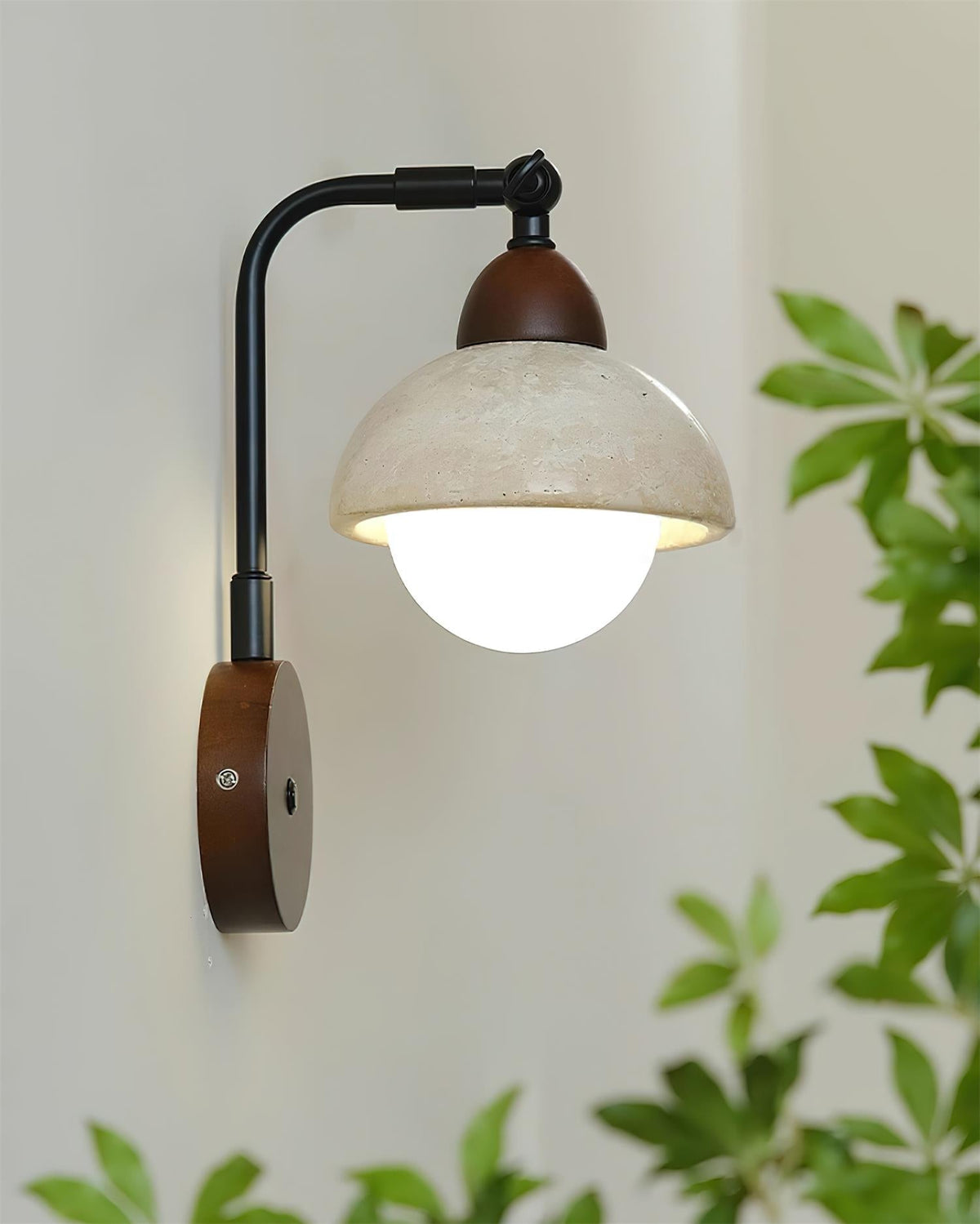Tavalielle aplique de pared travertino blanco Opalescente Globo