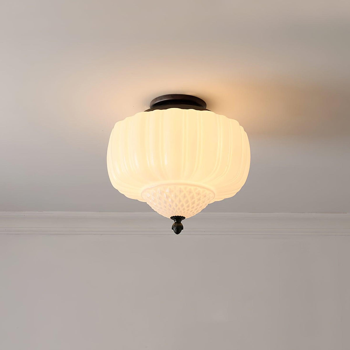 Aveny lámpara de techo vidrio esmerilado cúpula plisada vintage
