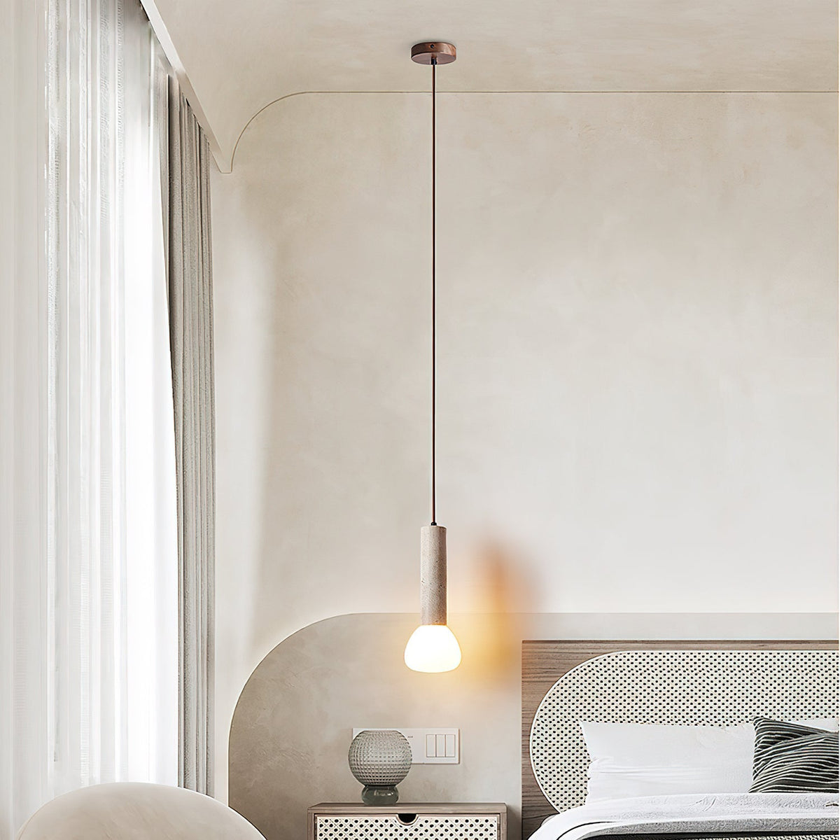Beia lámpara colgante minimalista de travertino
