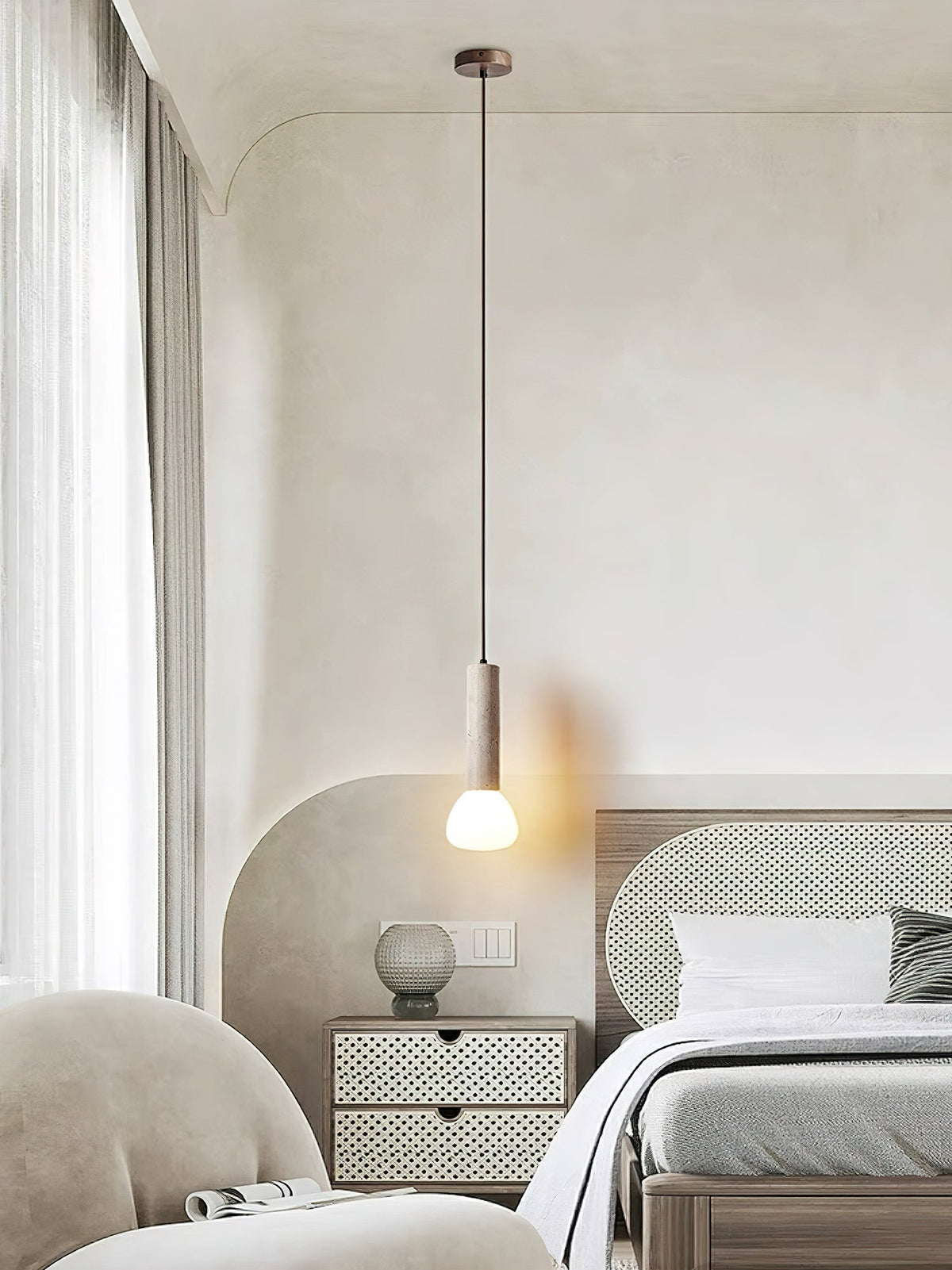 Beia lámpara colgante minimalista de travertino