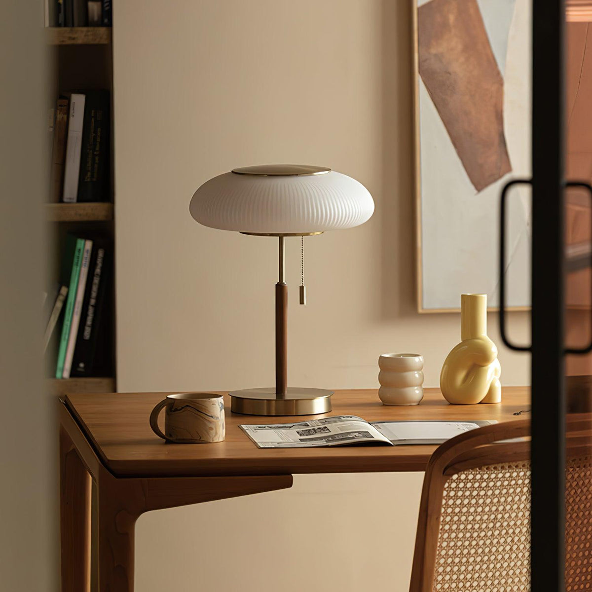 Glimmce lámpara de mesa de madera