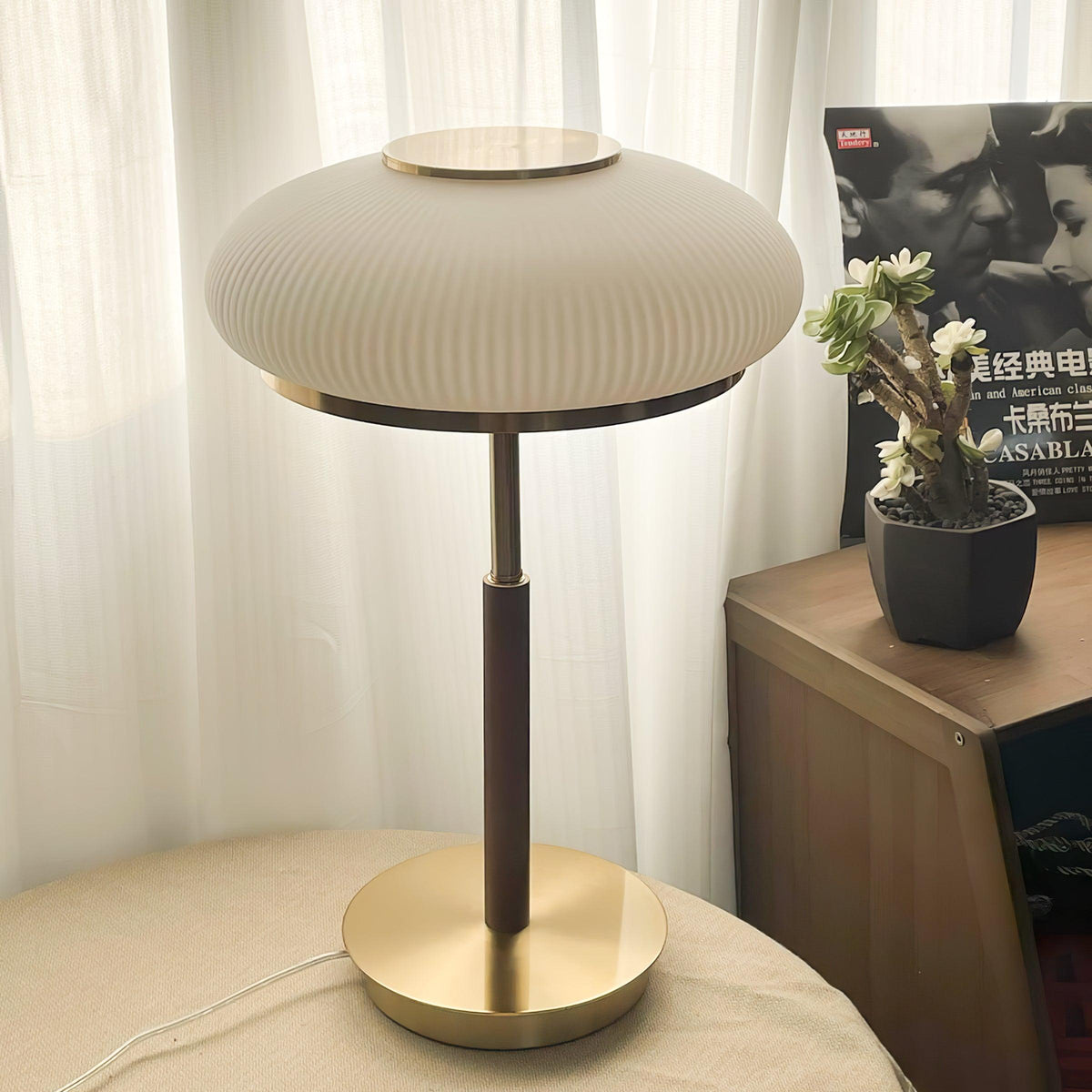 Glimmce lámpara de mesa de madera
