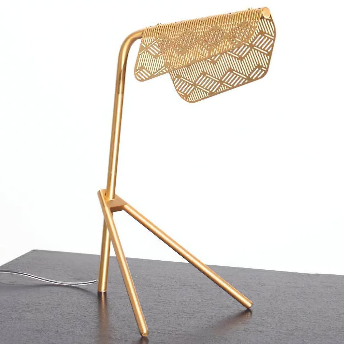 Lattice lámpara de mesa dorada geométrica
