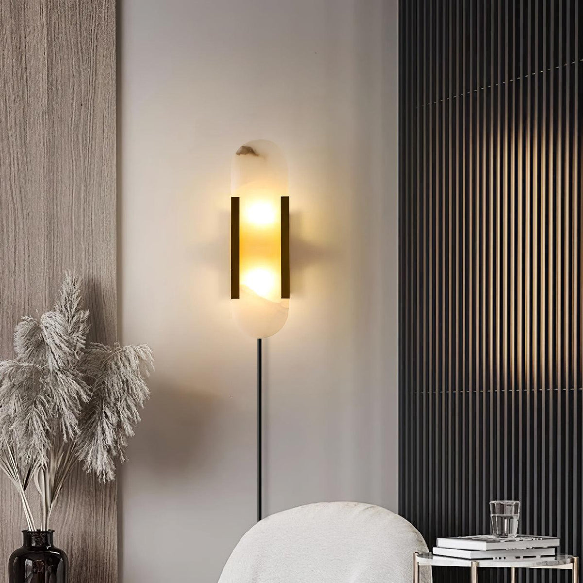 Bano aplique de pared alabastro con enchufe
