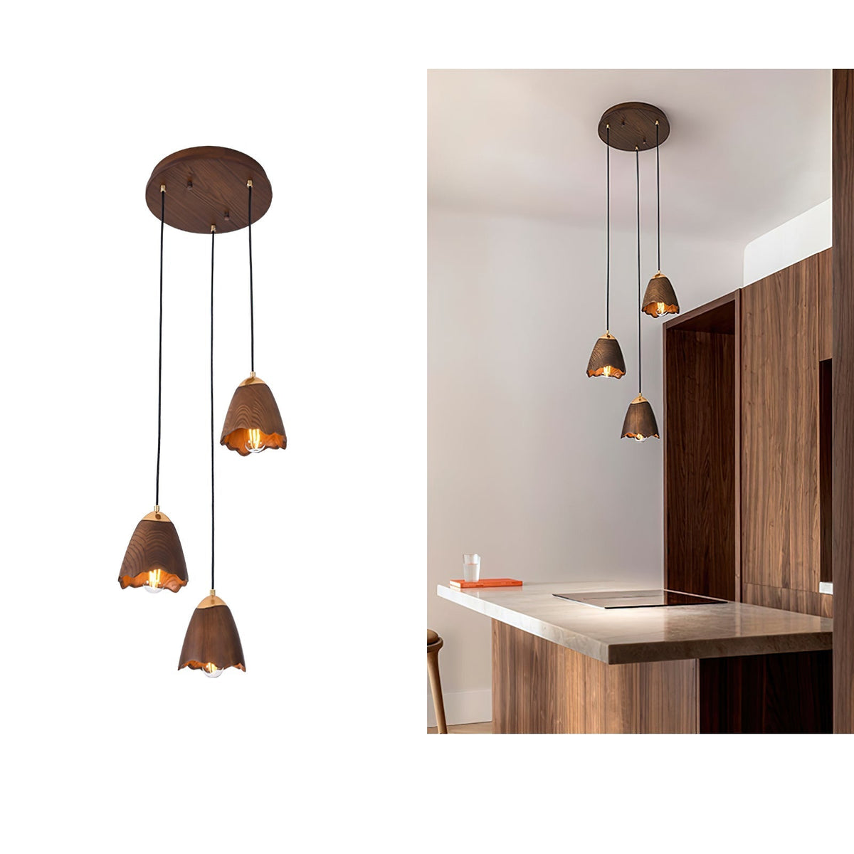 Sartin lámpara colgante moderna minimalista de madera en forma de campana