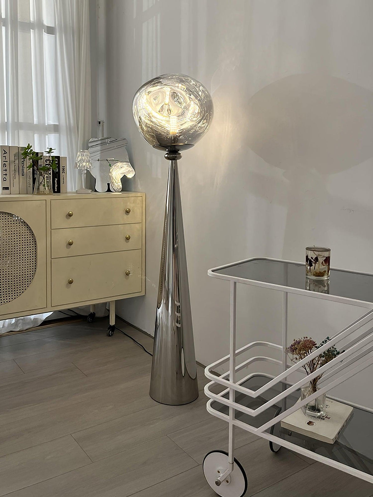 Ovexin lámpara de pie gris contemporánea
