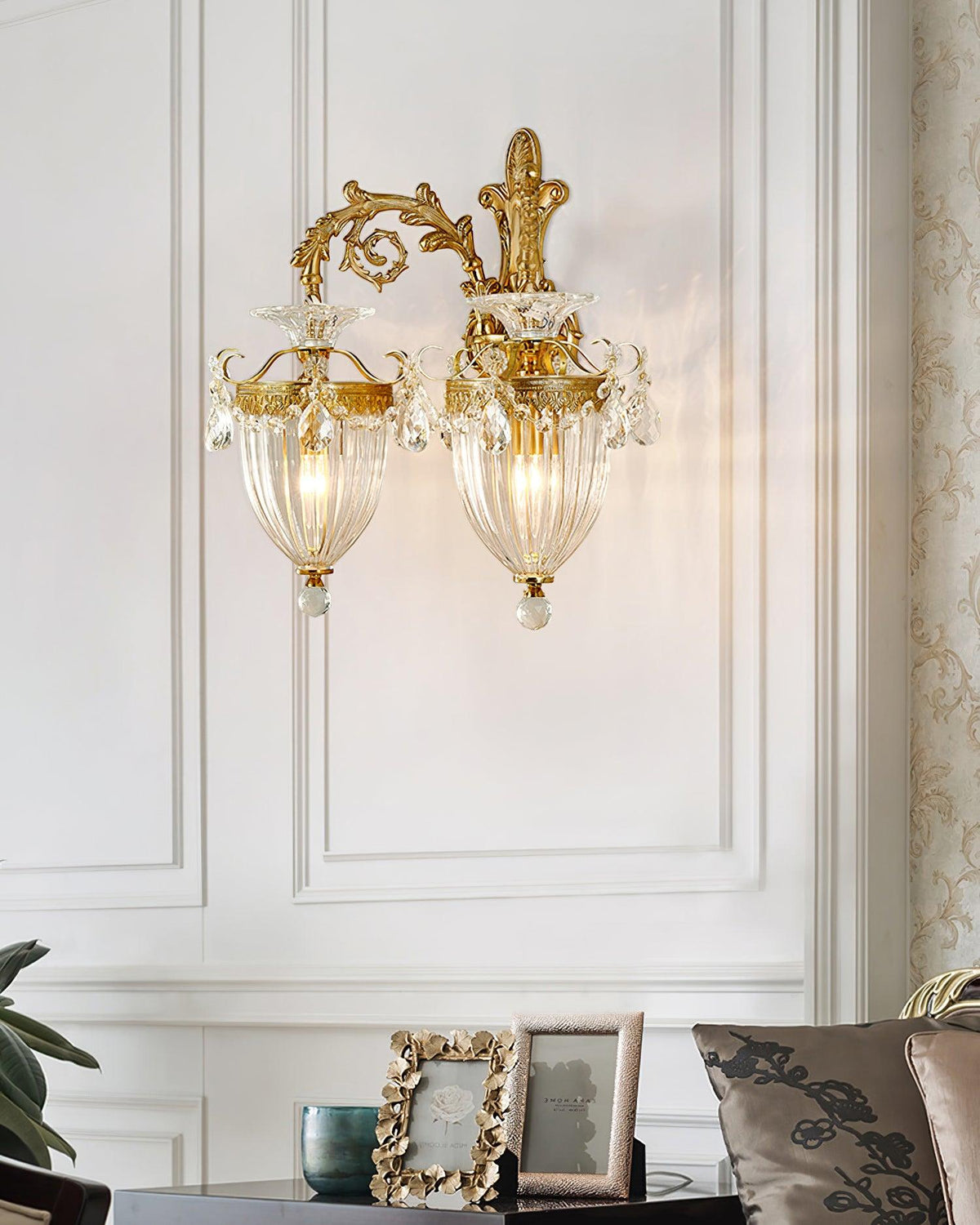 Vireon aplique de pared doble dorado moderno