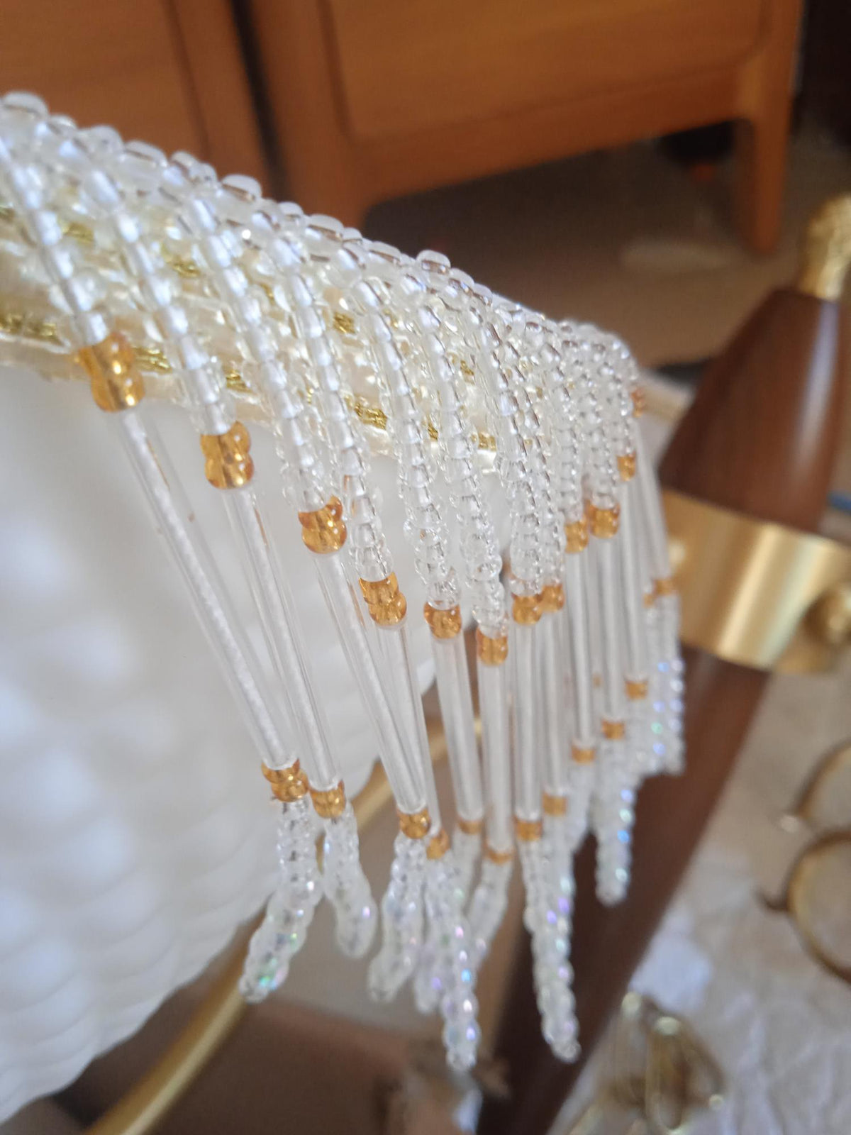 Yave lámpara de araña Vintage con borlas y vidrio