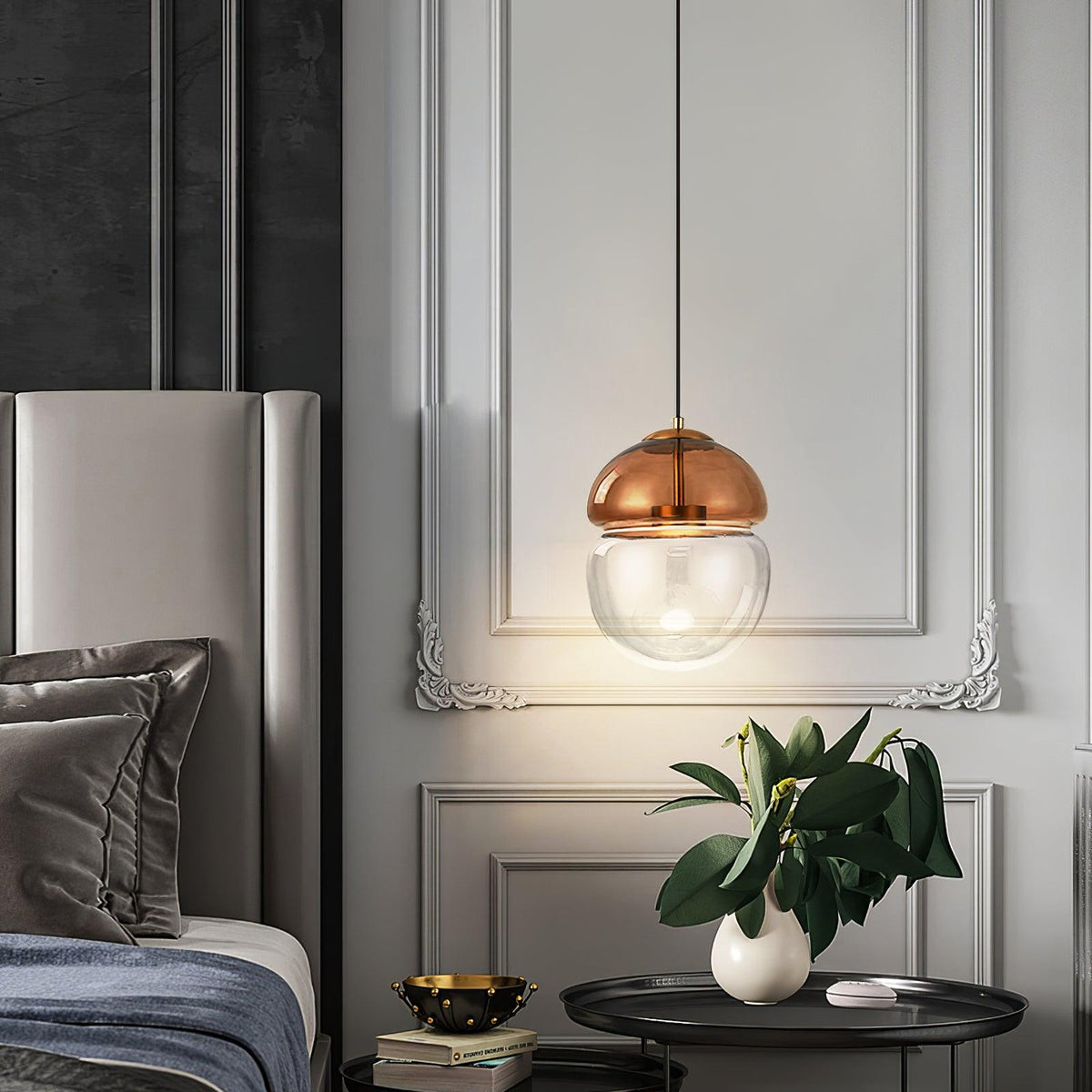 Aged lámpara colgante moderna minimalista cúpula de vidrio envejecida