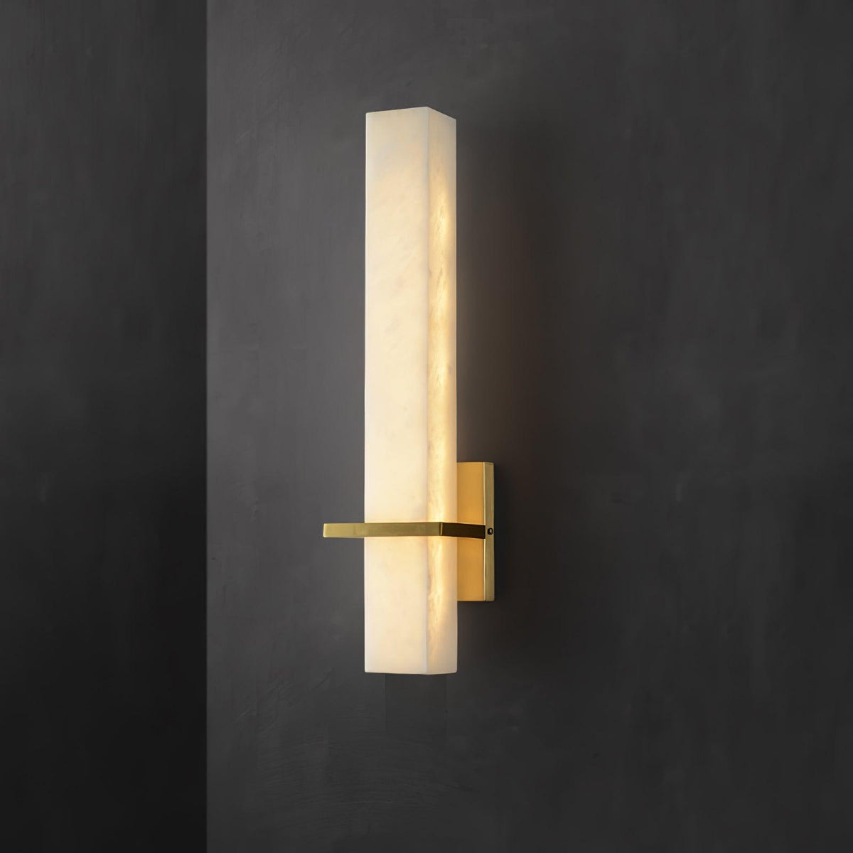 Eiriaya aplique de pared blanco alabastro latón moderno cuboide