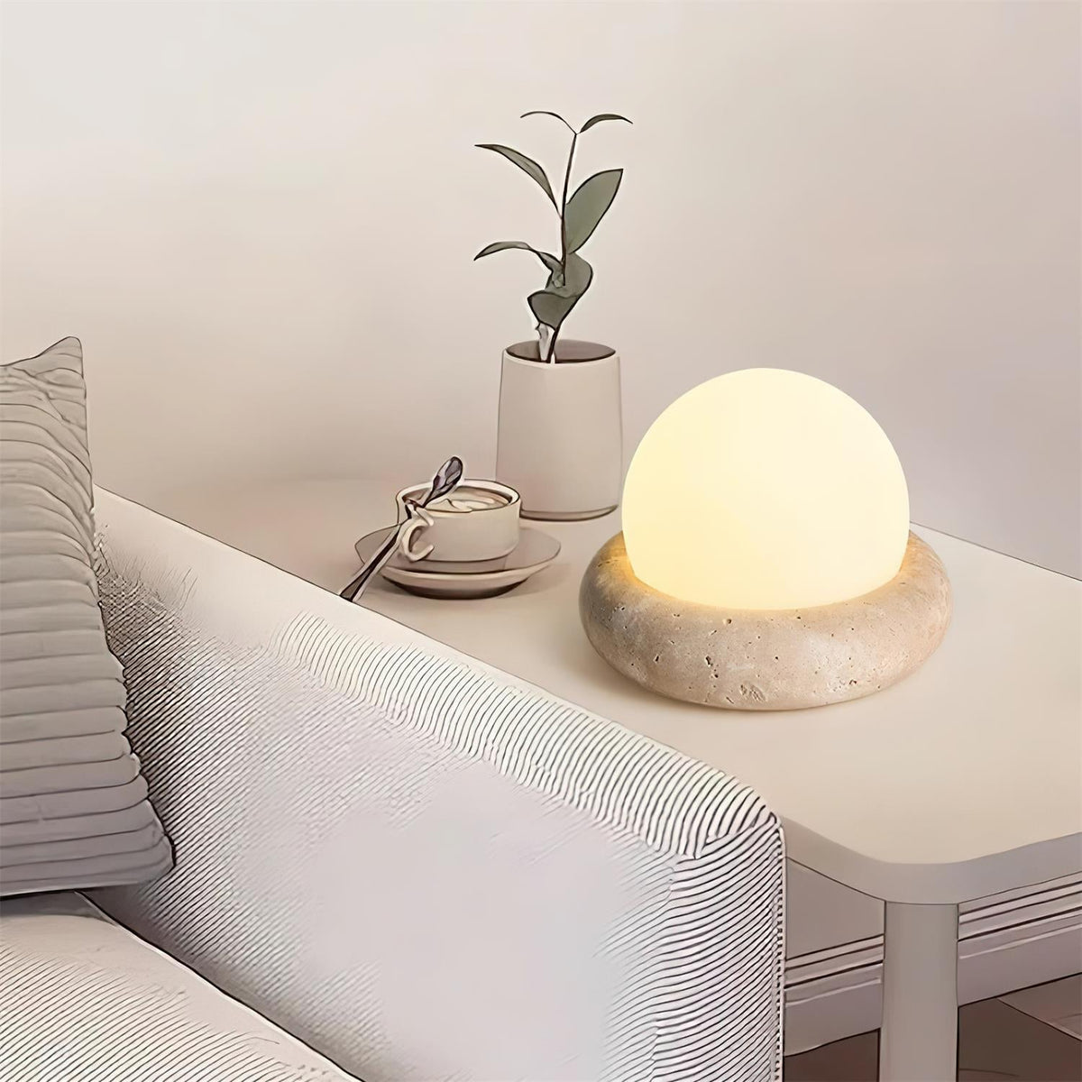 Caliror lámpara de mesa con esfera de travertino