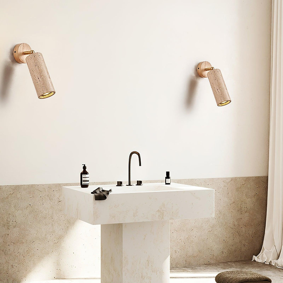 Delo aplique de pared ajustable de travertino