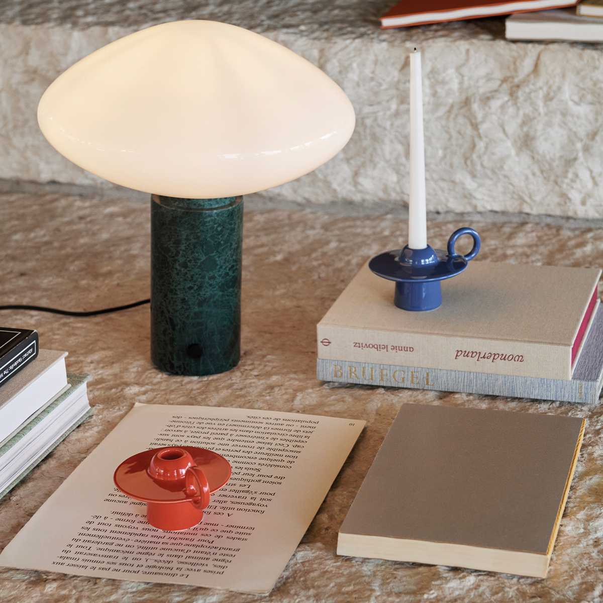 Lioralira lámpara de mesa con pantalla de vidrio y base de mármol verde