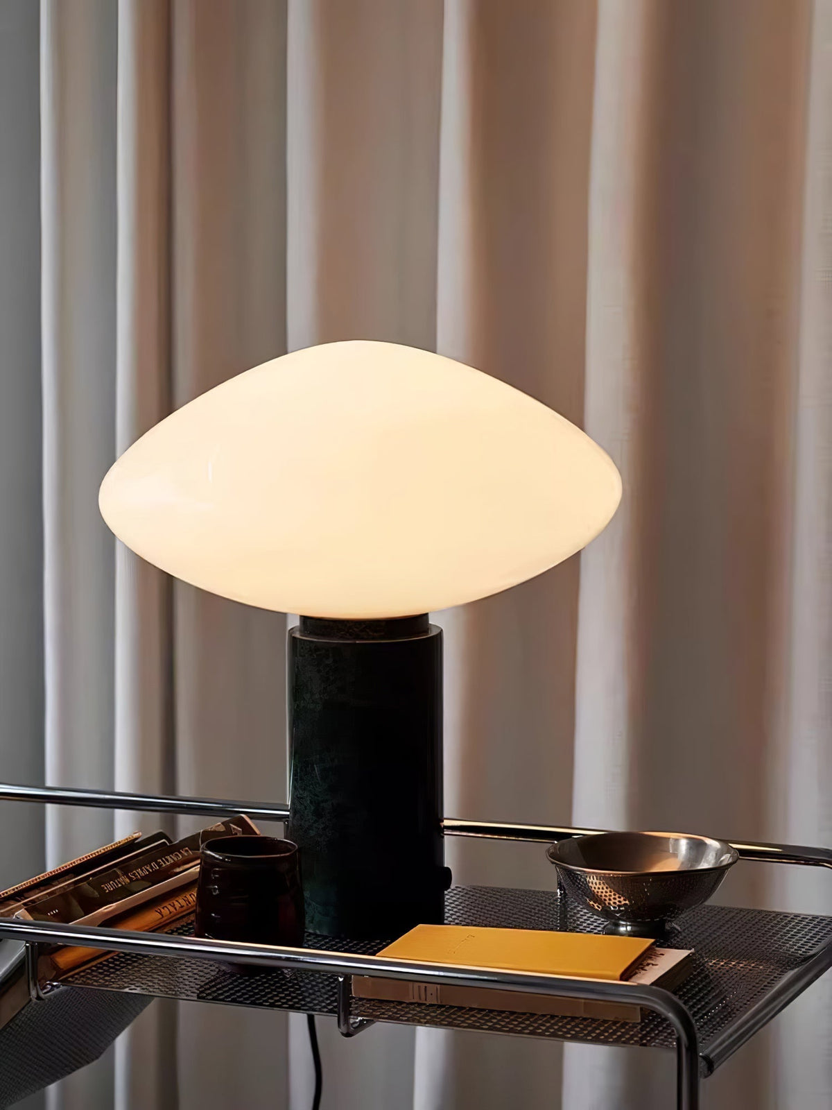 Lioralira lámpara de mesa con pantalla de vidrio y base de mármol verde
