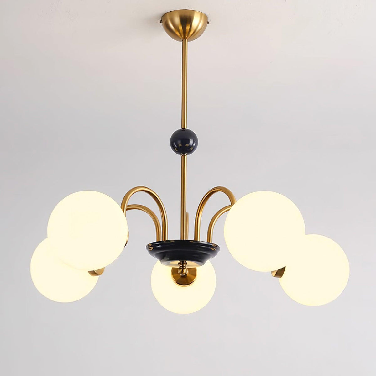 Lámpara de araña con brazos curvos y globos modernos estilo para comedor esfera
