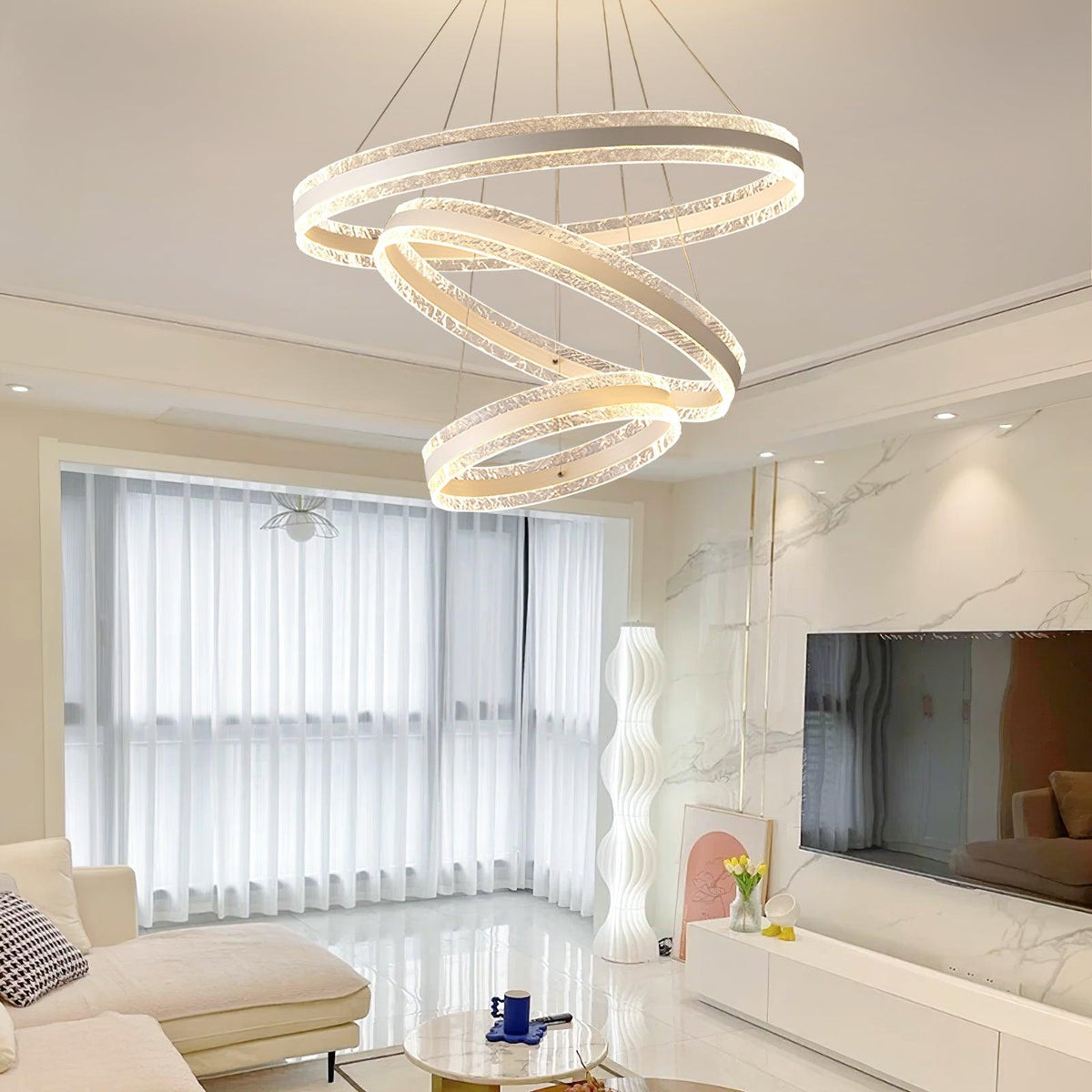 Aroxen lámpara colgante moderna LED círculo anillos