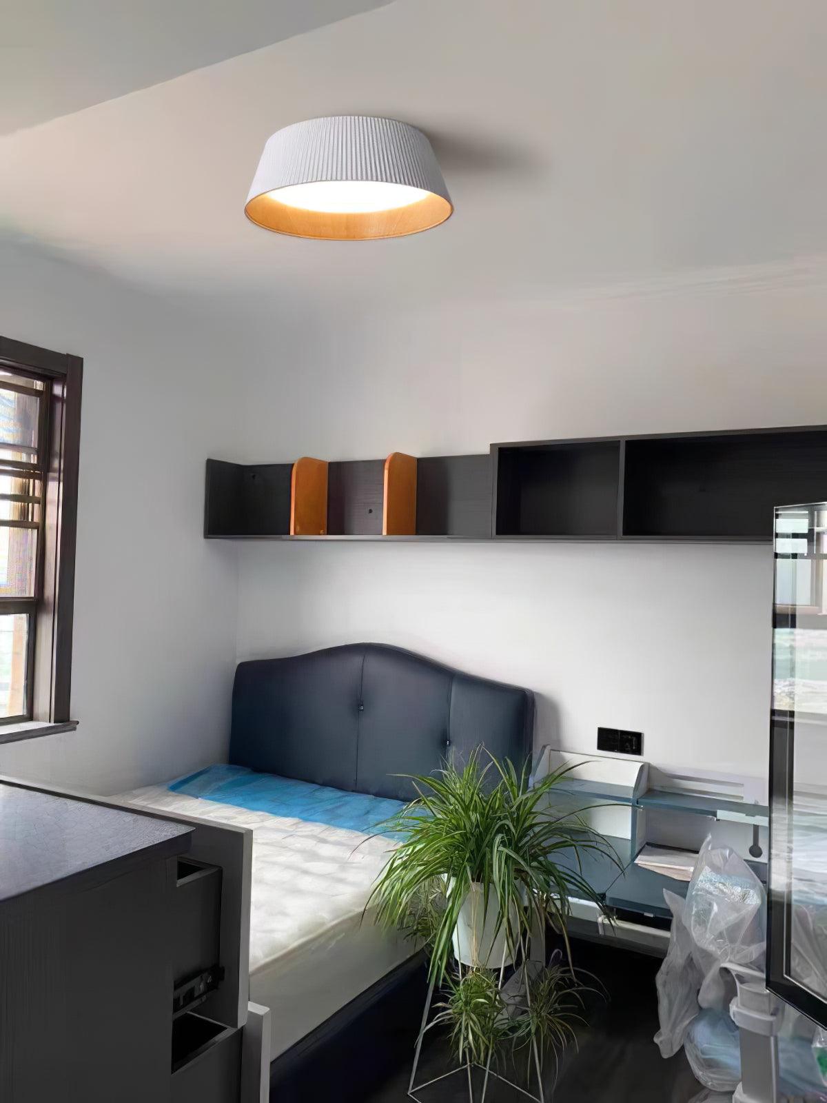 Rineia lámpara de techo tambor ribeteado madera elegante contemporáneo