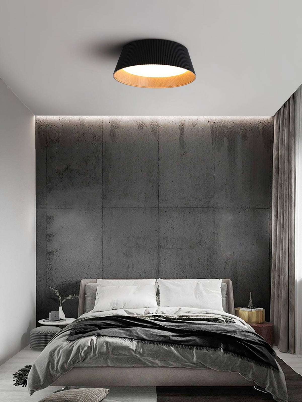 Rineia lámpara de techo tambor ribeteado madera elegante contemporáneo