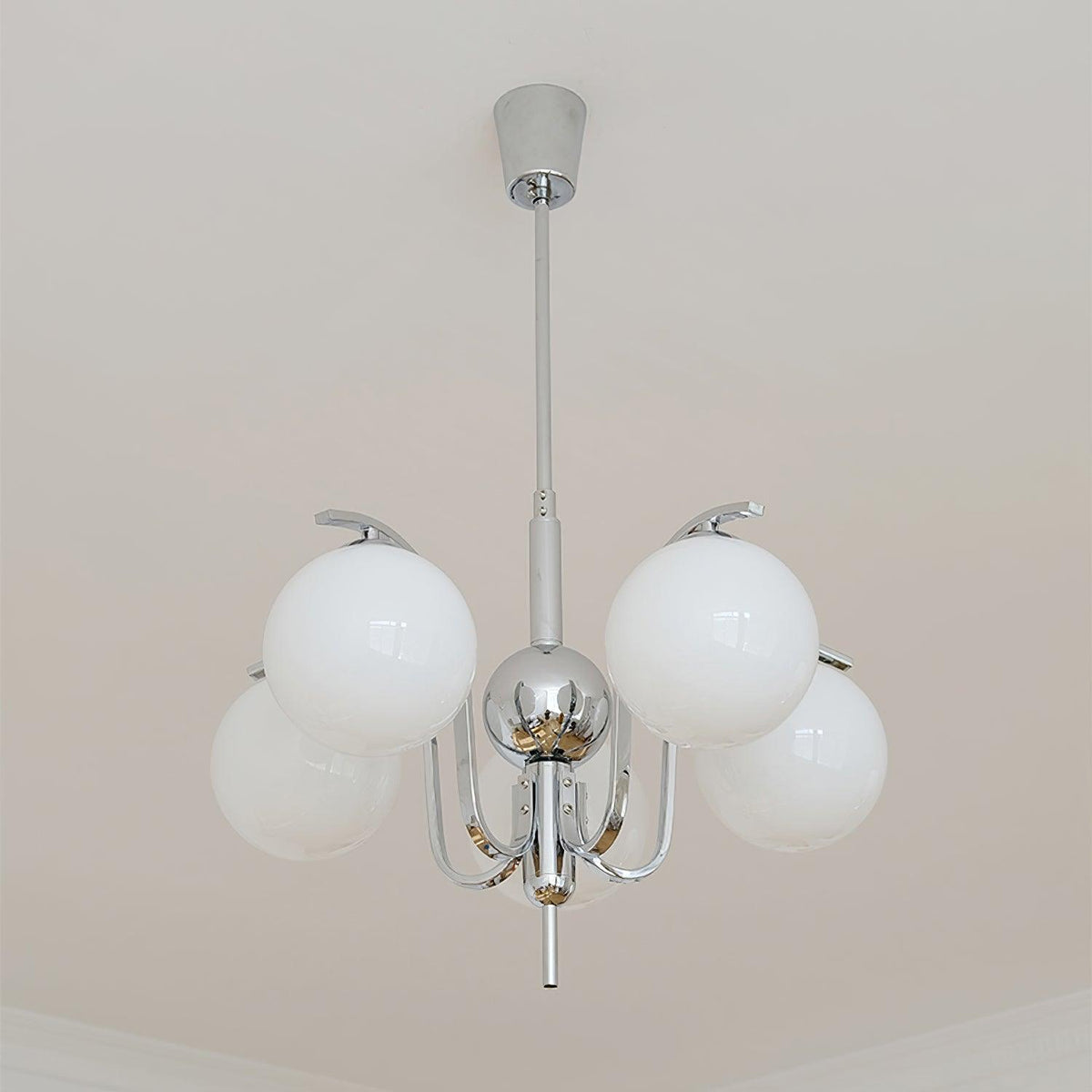 Eiroaria lámpara de araña de vidrio y cromo Modo Deco elegante