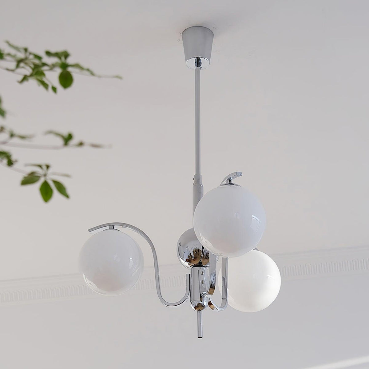 Eiroaria lámpara de araña de vidrio y cromo Modo Deco elegante