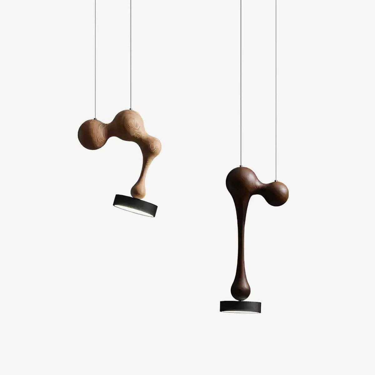 Drovia lámpara colgante rústica de madera de nogal