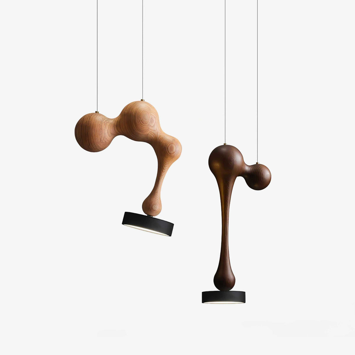 Drovia lámpara colgante rústica de madera de nogal