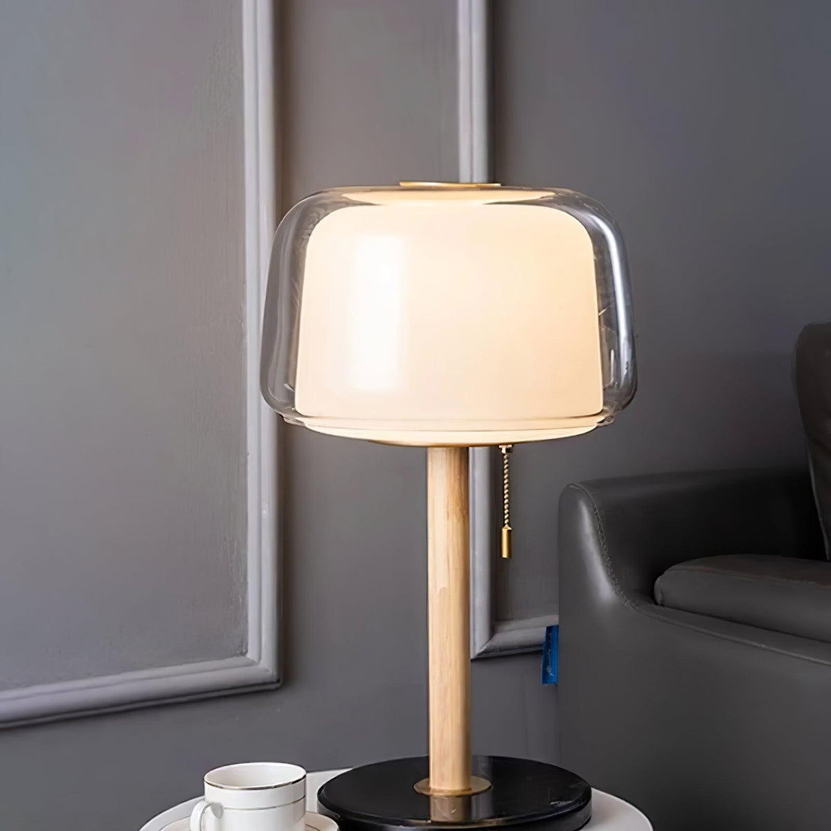 Gala lámpara de mesa de vidrio y mármol
