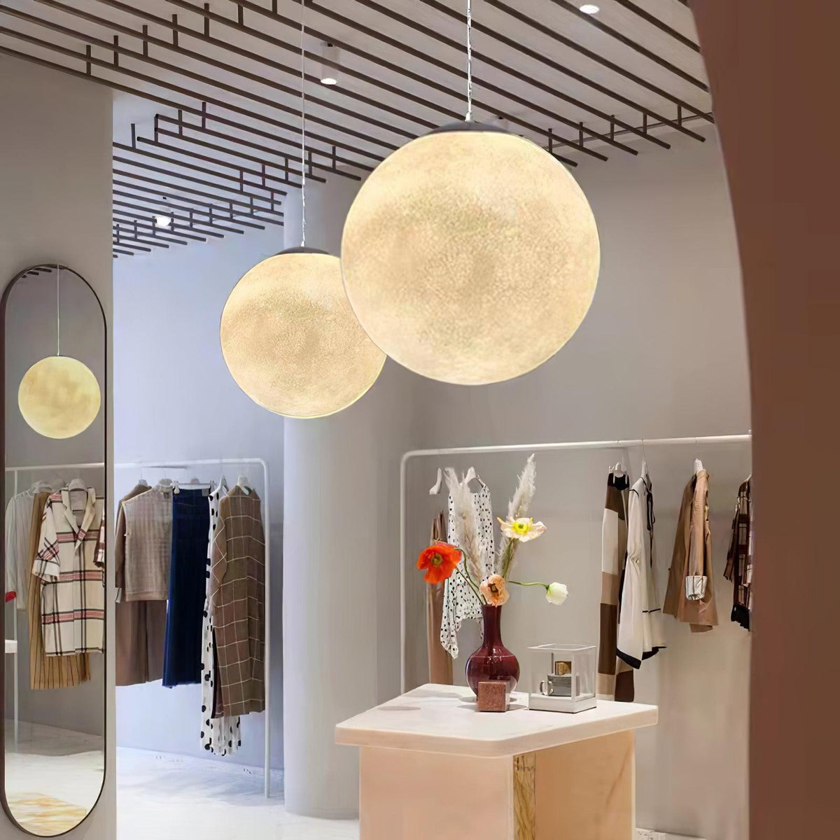 Miralaine lámpara colgante en forma de luna para salón
