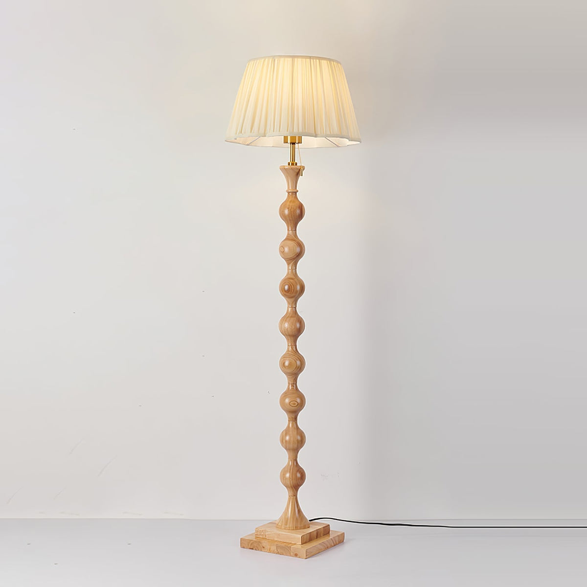 Celon lámpara de pie de madera y tejido vintage