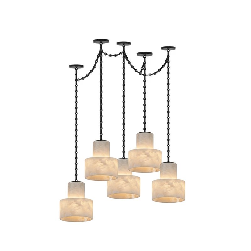 Leocadie lámpara colgante Multi-Tier con cadena y forma de tambor
