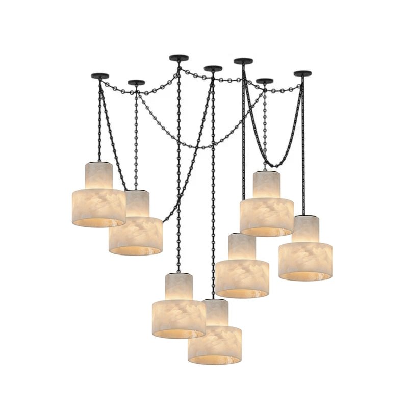 Leocadie lámpara colgante Multi-Tier con cadena y forma de tambor