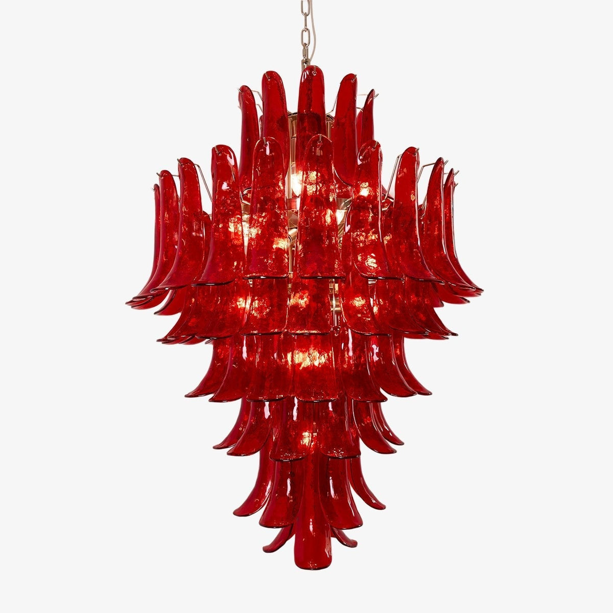 Celuena lámpara de araña Crimson Murano Petals Bold Art vidrio