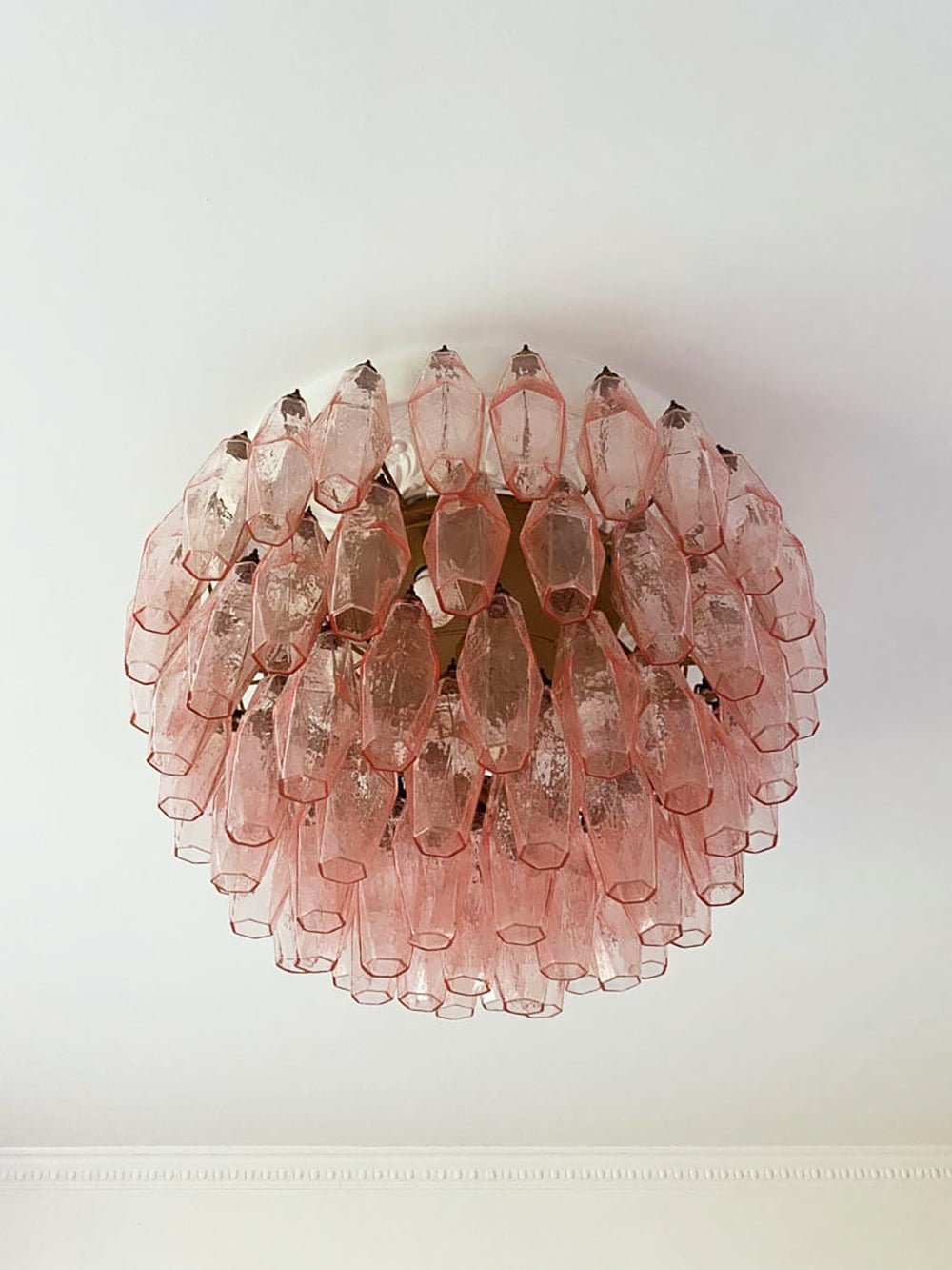 Evix lámpara de techo en vidrio rosa de Murano, forma de rombo y capas vintage elegantes