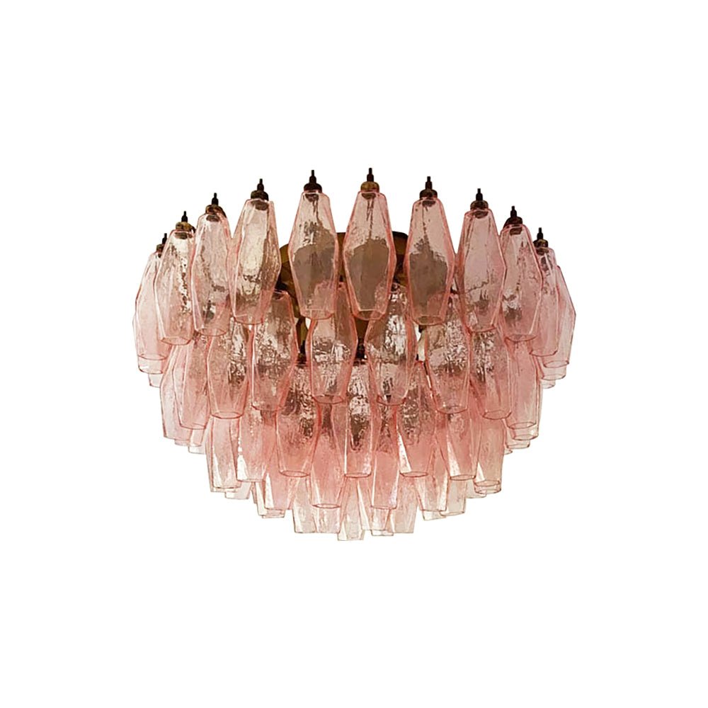 Evix lámpara de techo en vidrio rosa de Murano, forma de rombo y capas vintage elegantes
