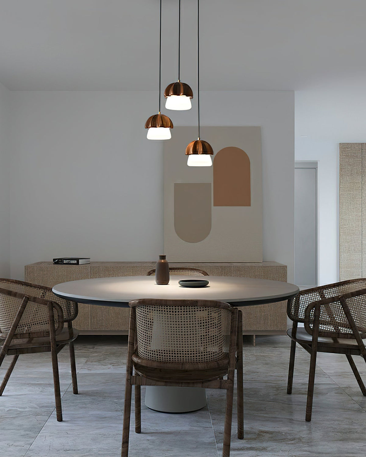 Rineine lámpara colgante Mushroom Cluster de madera y vidrio