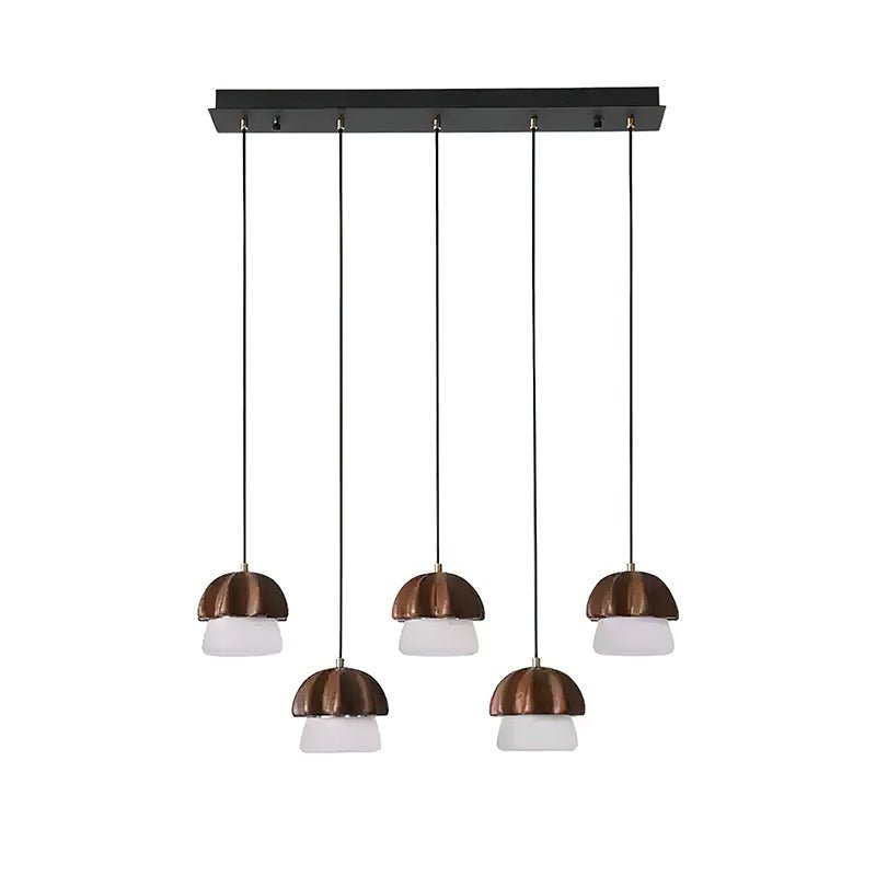Rineine lámpara colgante Mushroom Cluster de madera y vidrio