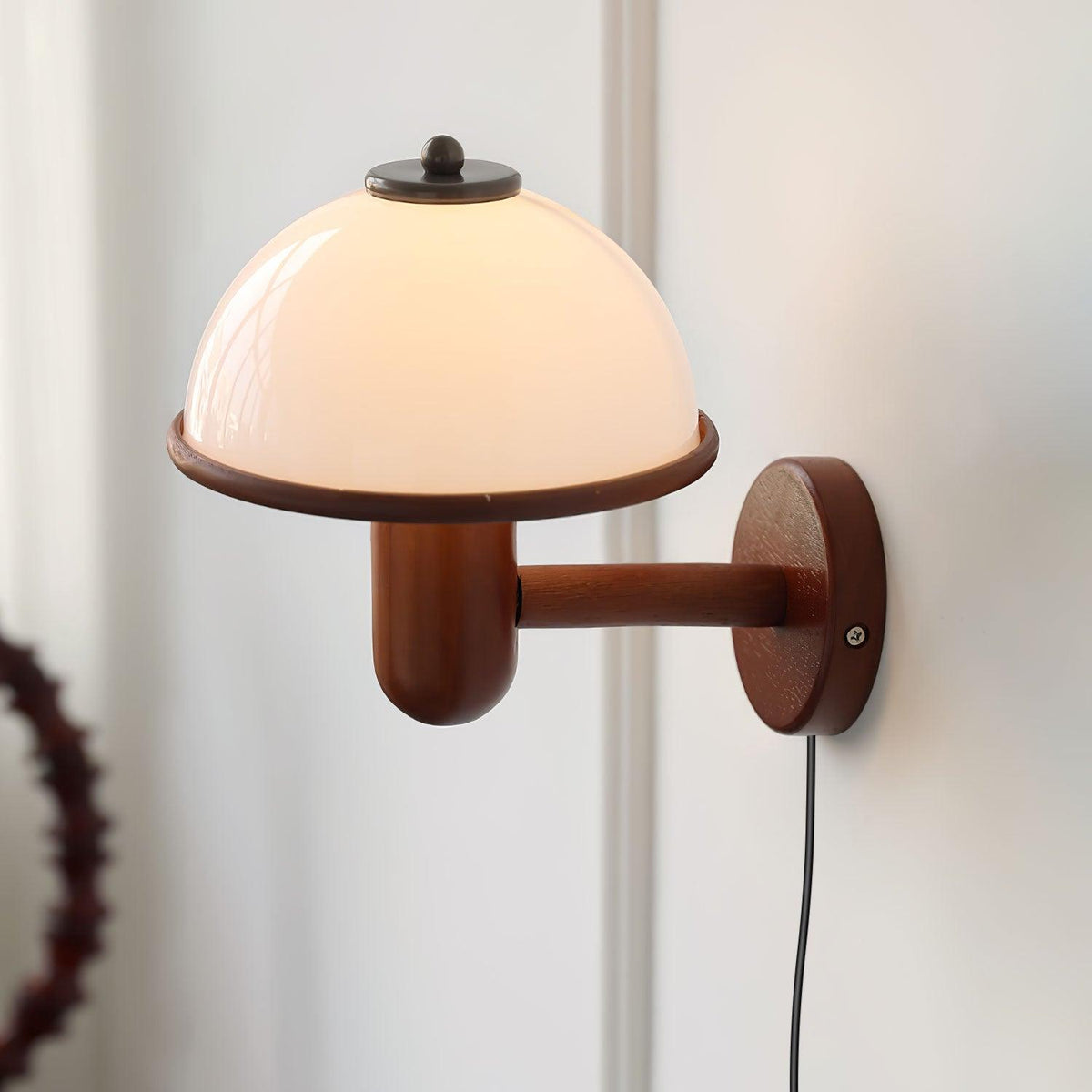 Rinerise aplique de pared tipo seta en madera de roble